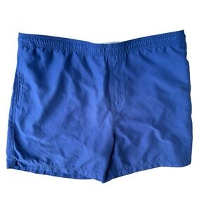 Nat Nast luxury men’s navy blue stretch lined swimming trunks size large